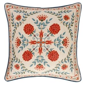 Patdrea NWT 18" Linen Blend Scandinavian Folk Art Floral Print Pillow Cover